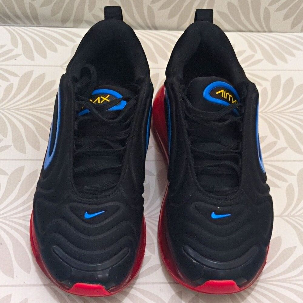 Nike Air Max 720 AQ3196-009 Low Top Sneakers Black/Blue/Red 5.5Y 6 Women's